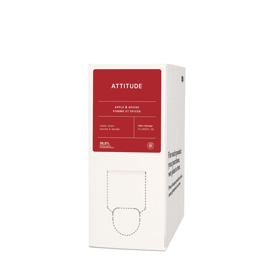 ATTITUDE Liquid Hand Soap Refill, EWG Verified, Made in Canada, Plant and Mineral-Based, Vegan Personal Care Products, Apple & Spices Scent, 2 L 🍁 All In One Marketplace Canada