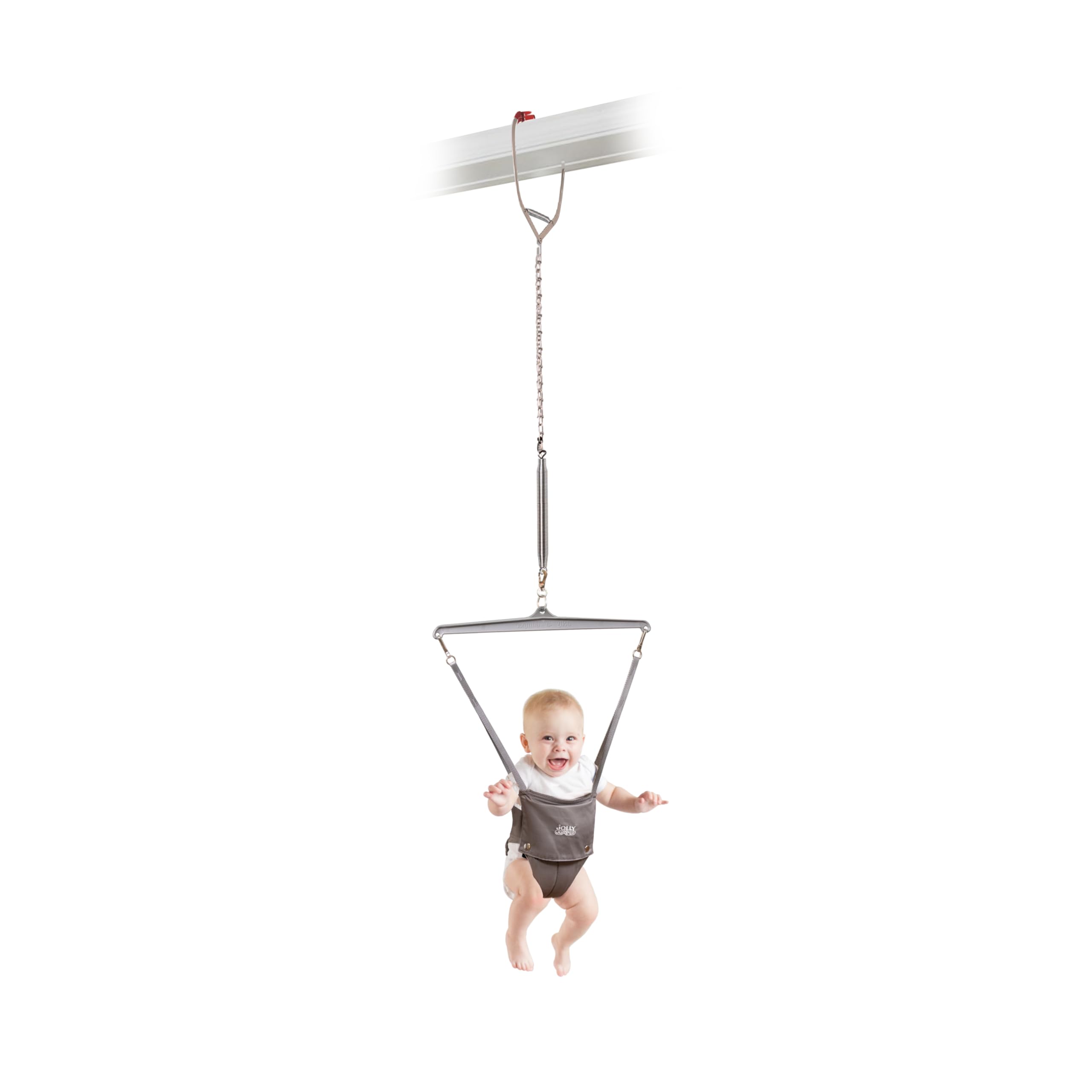 Jolly Jumper ICONIC Doorway Baby Jumper (Grey), Indoor Exercise Saddle Seat, Adjustable Height, for Infants up to 28lbs, No Stand Required 🍁 All In One Marketplace Canada