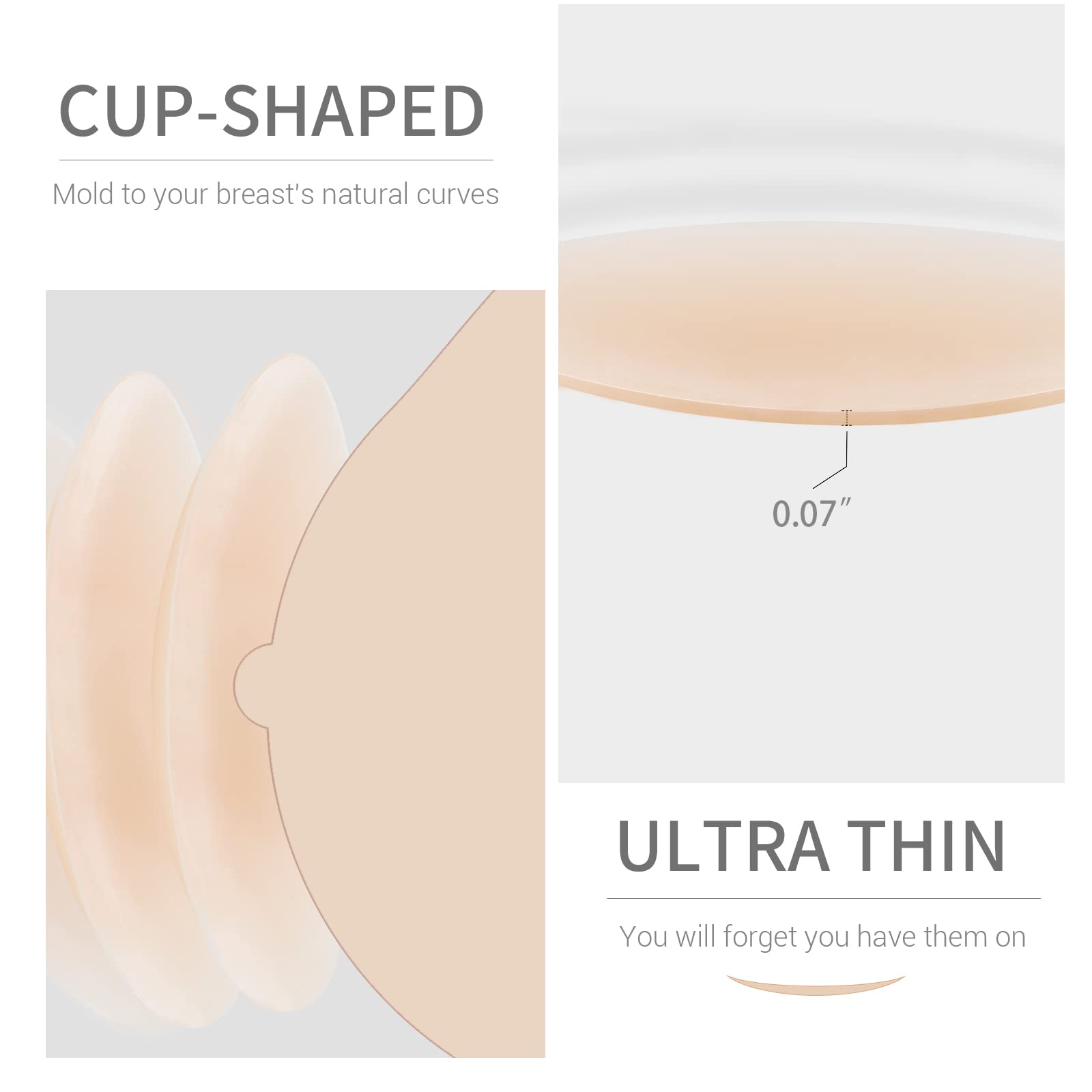 VOCH GALA Nipple Cover for Women 2 Pairs, Reusable Sticky Bra, Ultra Thin Nipple Pasties, Travel Essentials Crème 🍁 All In One Marketplace Canada