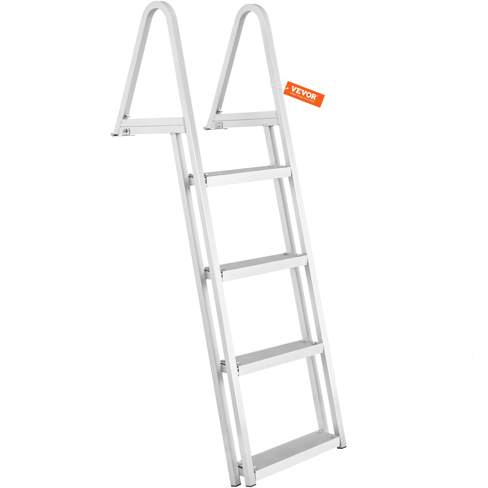 VEVOR Dock Ladder, Removable 4 Steps, 350 lbs Load Capacity, Aluminum Alloy Pontoon Boat Ladder with 4'' Wide Step & Nonslip Mat, Easy to Install for Ship/Lake/Pool/Marine Boarding 🍁 All In One Marketplace Canada