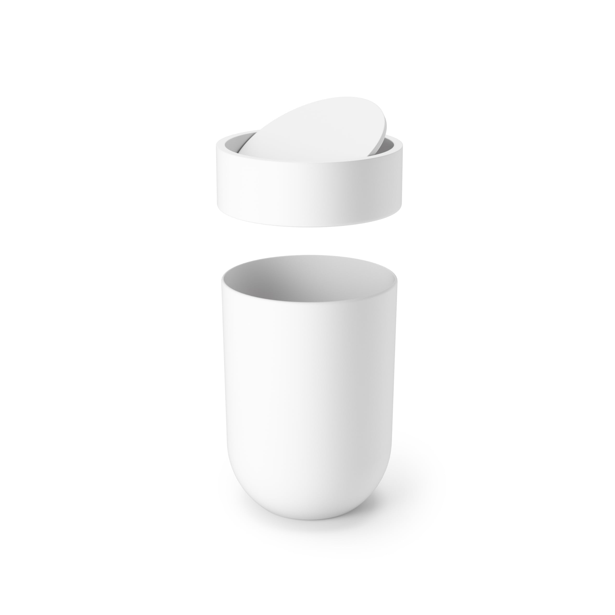 Umbra Touch Trash Can, Small 1.6-Gallon Garbage Bin with Swing Lid, Waste Basket for Bathroom or Office, White 🍁 All In One Marketplace Canada