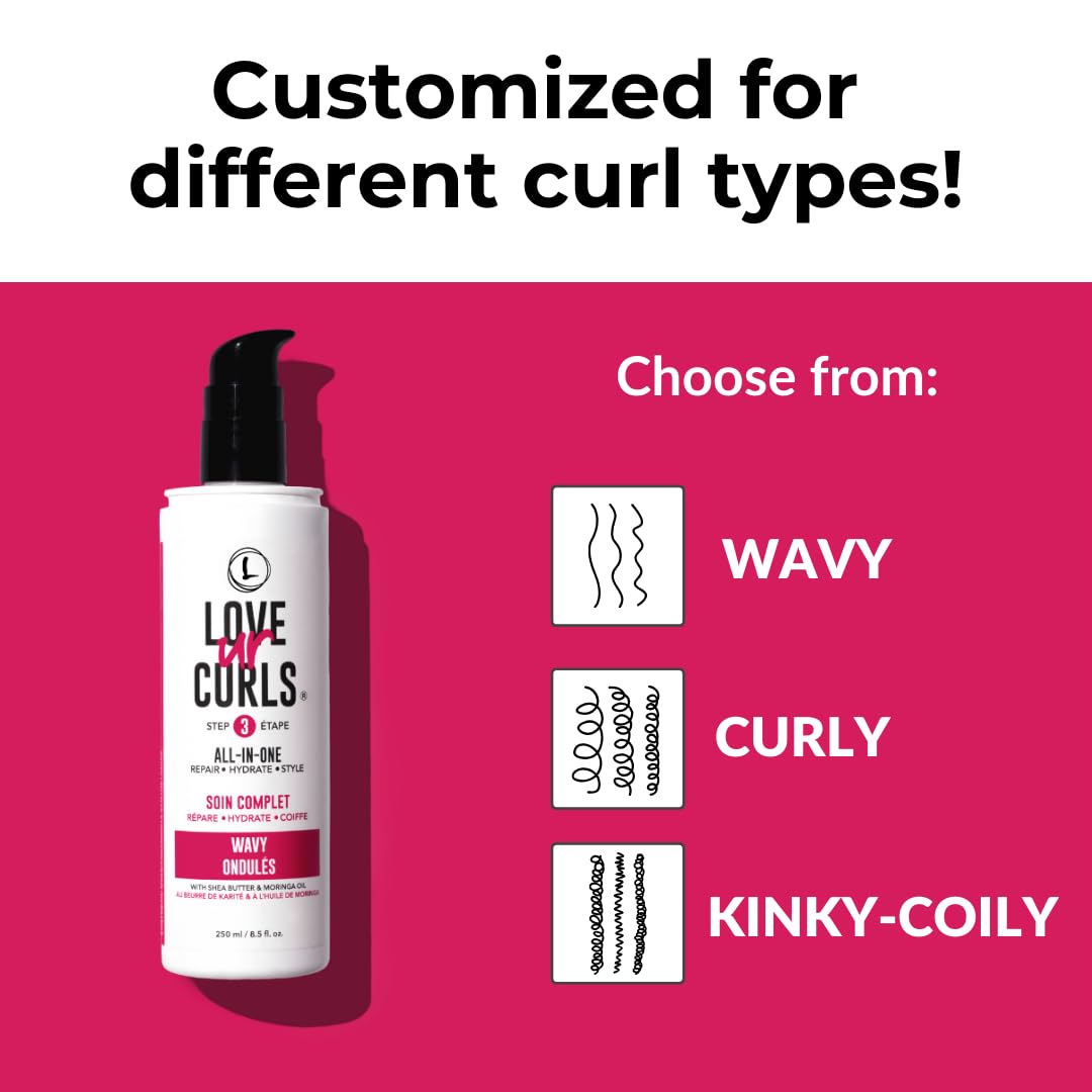 Love Ur Curls - All in One Curl Cream Styler, Curling Cream for Wavy Hair, Repair, Define, Hydrate & Style, Anti Frizz with Shea Butter, 250mL 🍁 All In One Marketplace Canada