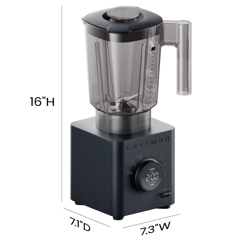 Chefman Obliterator 48 oz Countertop Blender for Smoothies, 1380W Motor to Crush Ice,Nuts & Frozen Fruit with Stainless Steel Blade Auto Blend Function, Includes Tamper & Scraper-MIDNIGHT 🍁 All In One Marketplace Canada