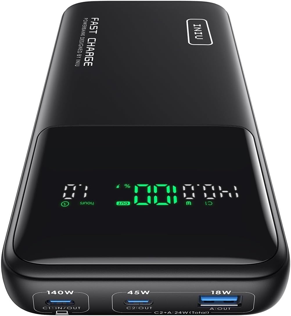 INIU 140W Laptop Power Bank, Flight-Safe 27000mAh High Capacity Portable Charger with USB C Cable, Digital Display Phone Charger, 3 Ports Travel External Battery Pack for MacBook iPad Steam Deck etc 🍁 All In One Marketplace Canada