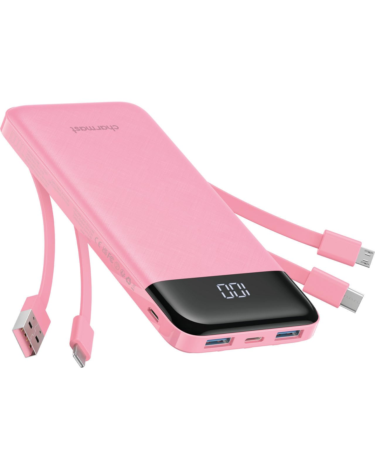 Charmast Portable Charger with Built in Cables, Power Bank with Cords Wires, Slim 10000mAh Travel Battery Pack 6 Outputs 3 Inputs 3A Fast Charging for Samsung Google Pixel LG Moto iPhone iPad 🍁 All In One Marketplace Canada