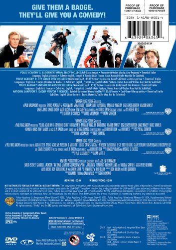 4 Film Favorites: Cop Comedy Collection (Police Academy 5: Assignment Miami Beach / Police Academy 6: City Under Siege / Police Academy: Mission To Moscow / National Lampoon's Loaded Weapon 1) - DVD