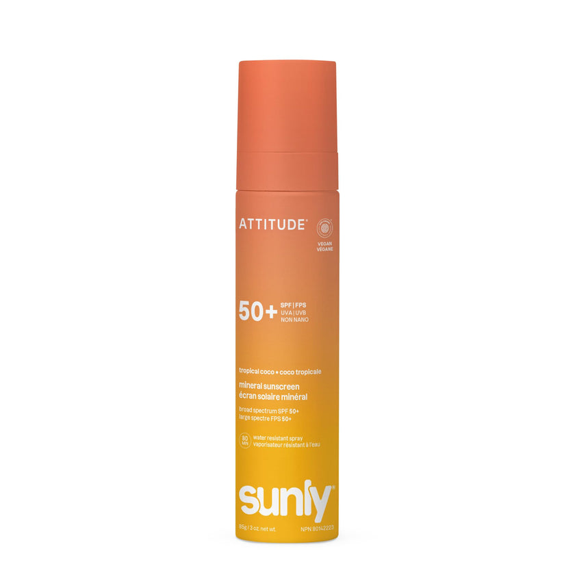 ATTITUDE Mineral Sunscreen Lightweight Lotion SPF 50, Broad Spectrum Zinc Oxide, EWG Verified, Non-Nano, Water-Resistant 80 Minutes, Non-Greasy for Face & Body, Vegan, Tropical Coco Scent, 80 grams 🍁 All In One Marketplace Canada