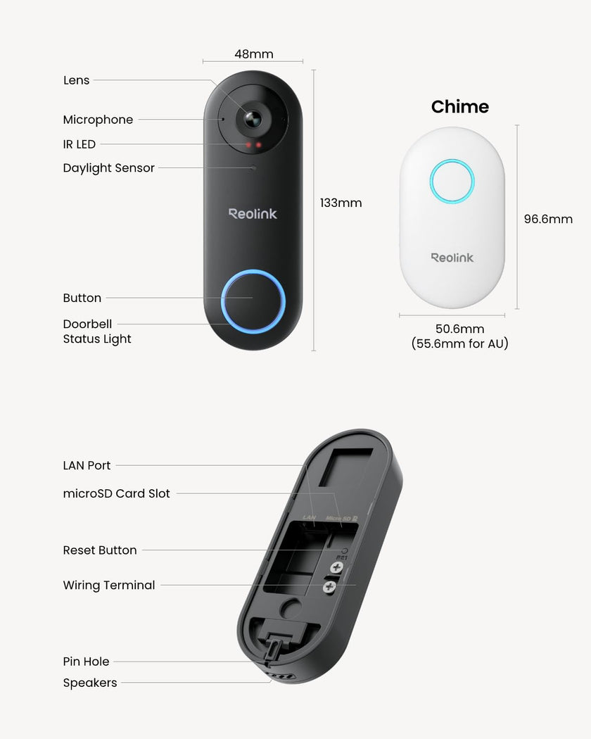 REOLINK Video Doorbell Camera WiFi, 2K Wired Doorbell Camera for Home Security, 2.4/5GHz WiFi, 180° Diagonal, Smart Detection, microSD Card/Cloud Storage, Indoor/Outdoor Surveillance (Chime Included) 🍁 All In One Marketplace Canada