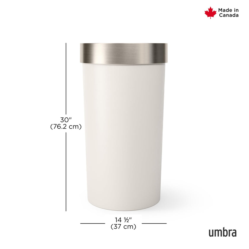 Umbra Vento Kitchen Trash Can – Large 16 Gal (62 L) Open Top Garbage Can for Home & Office – Modern Clean Design, Sand/Nickel 🍁 All In One Marketplace Canada