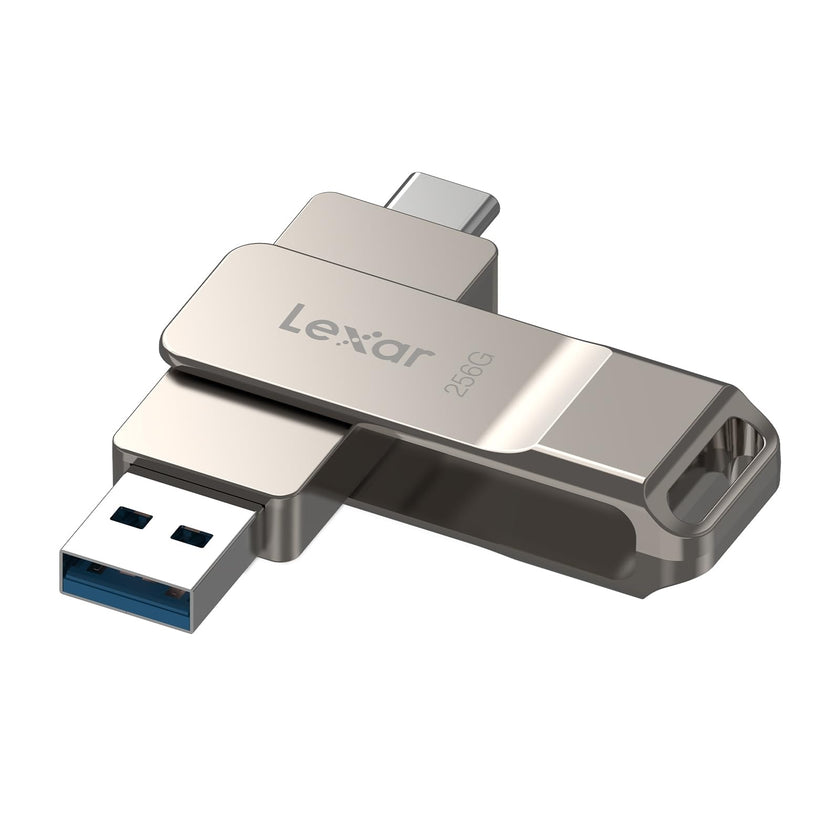 Lexar D40E 256GB Dual USB 3.2 Gen 1 Type-C Jump Drive, USB-C Flash Metal Housing Swivel Design Thumb Drive (Champagne Silver) 🍁 All In One Marketplace Canada