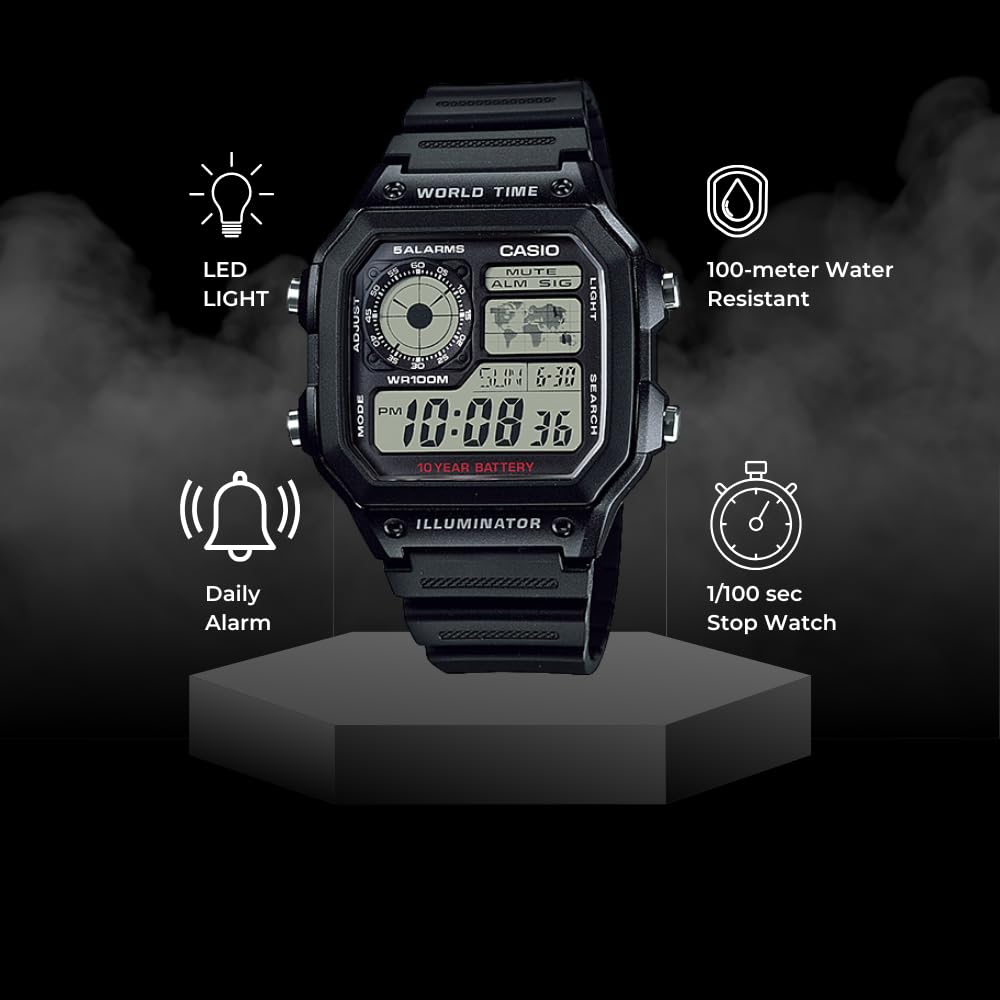 Casio Men's Classic Japanese-Quartz Watch with Resin Strap, Black, 21 (Model: AE1200WH-1A) 🍁 All In One Marketplace Canada