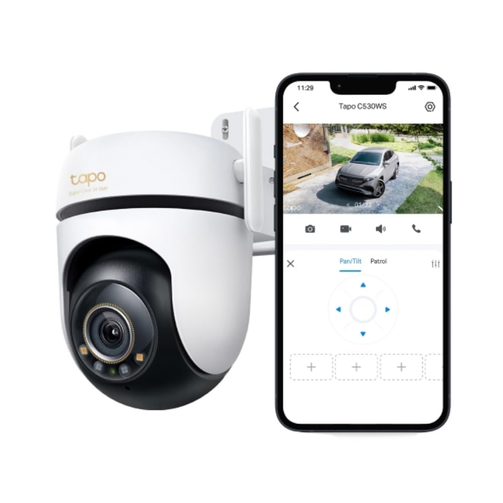 TP-Link Tapo 3K 5MP Pan/Tilt Outdoor Wired Security Wi-Fi Camera, 360° Visual Coverage, Starlight Full-Color Night Vision Up to 98ft, Person/Pet/Venicle Detection,Physical Privacy Mode (Tapo C530WS) 🍁 All In One Marketplace Canada