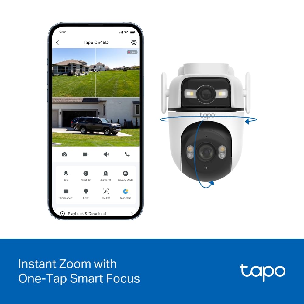 Tapo Outdoor Dual-Lens Wi-Fi Security Camera, 2K 3MP Pan/Tilt, AI Detection, 165° Wide-Angle + Telephoto Lens, Night Vision, 2-Way Audio, Ethernet Support, Works with Alexa & Google Home (Tapo C545D) 🍁 All In One Marketplace Canada