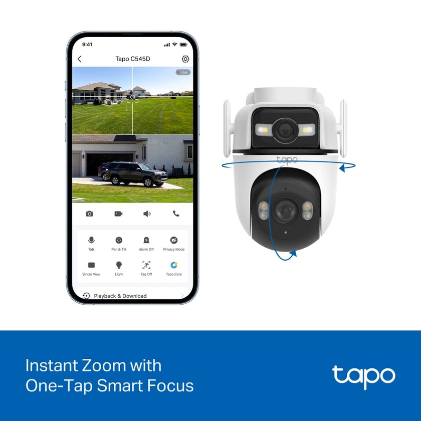 Tapo Outdoor Dual-Lens Wi-Fi Security Camera, 2K 3MP Pan/Tilt, AI Detection, 165° Wide-Angle + Telephoto Lens, Night Vision, 2-Way Audio, Ethernet Support, Works with Alexa & Google Home (Tapo C545D) 🍁 All In One Marketplace Canada