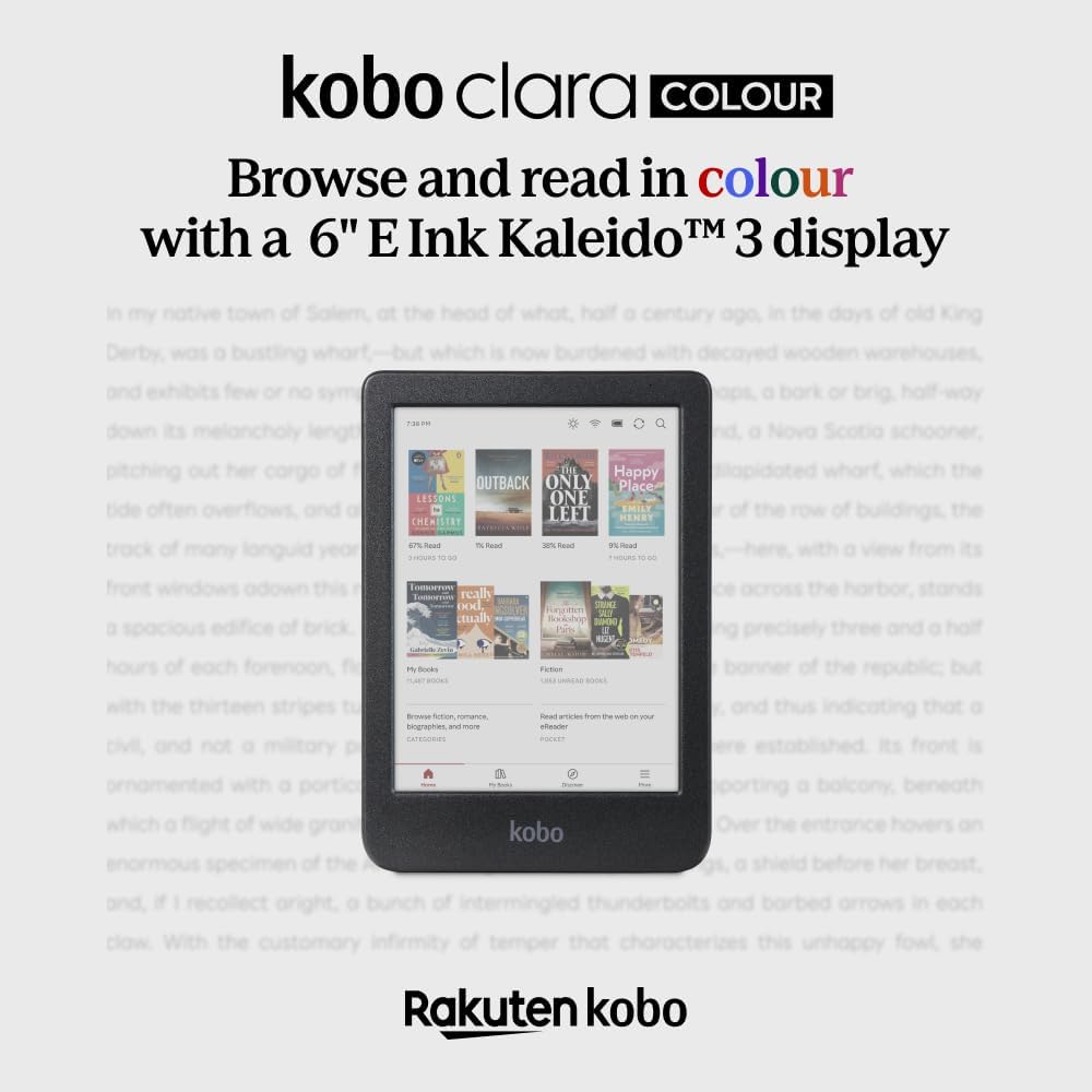 Kobo Clara Colour | Colour eReader | 6” Glare-Free Colour E Ink Kaleido 3 Display | Dark Mode Option | Waterproof | Audiobooks | 16GB of Storage (Black) 🍁 All In One Marketplace Canada