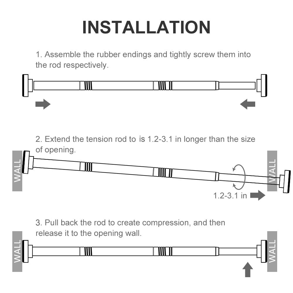 Ausemku Shower Curtain Rod Tension - 32-80 Inch Never Rust Non-Slip Spring Tension Curtain Rod No Drilling Stainless Steel Curtain Rod Use Bathroom Kitchen（Silver） 🍁 All In One Marketplace Canada