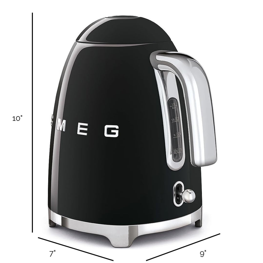 Smeg 50's Retro Style Kettle, 1.7L, 7 Cups, Automatic Shut Off, Black, KLF03BLUS 🍁 All In One Marketplace Canada