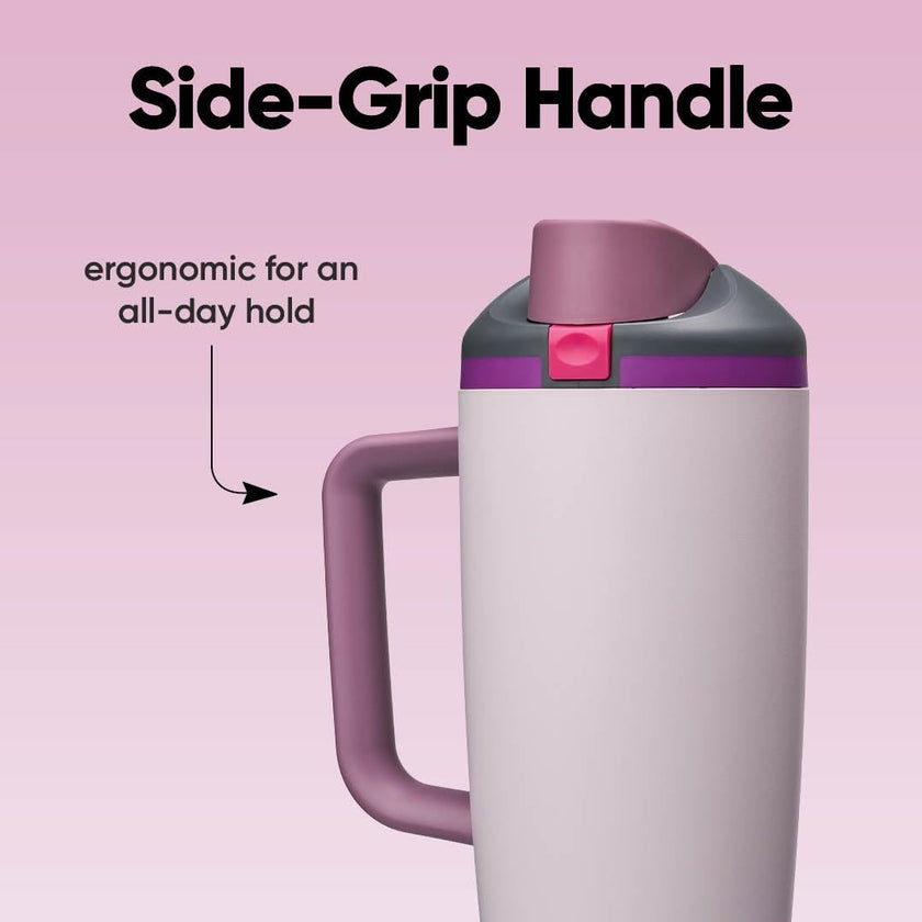Owala FreeSip Tumbler Insulated Stainless Steel Water Bottle with Built-in Straw and Side Handle, for Travel, Work, School, and Sports, 40oz, BPA Free, Leak Proof, Dreamy Field 🍁 All In One Marketplace Canada