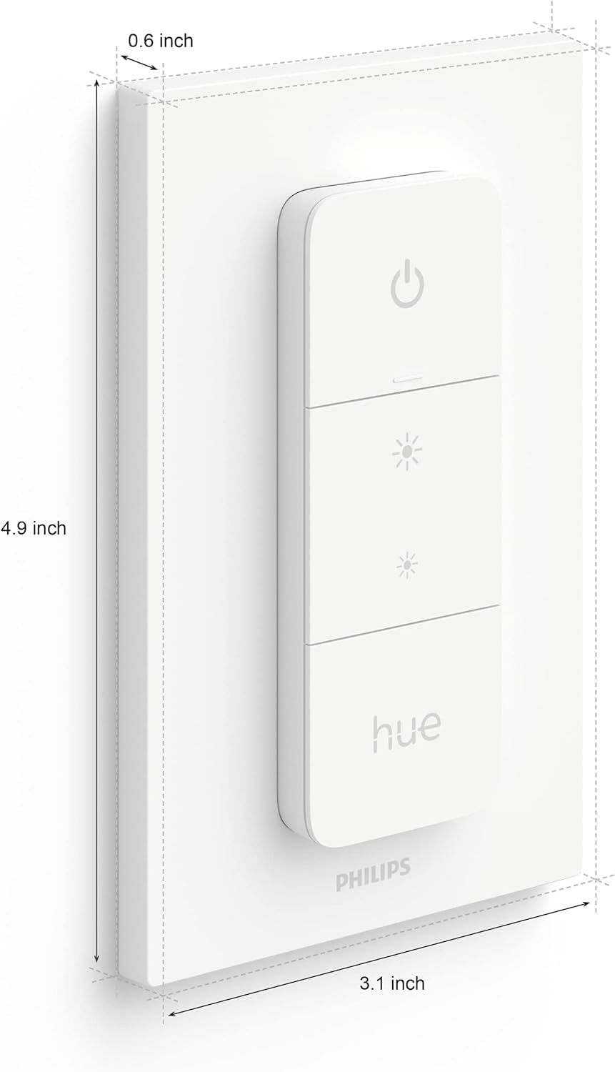Philips Hue Smart Dimmer Switch with Remote, White - 1 Pack - Turns Hue Lights On, Off, Dims or Brightens - Requires Hue Bridge - Easy, No-Wire Installation 🍁 All In One Marketplace Canada