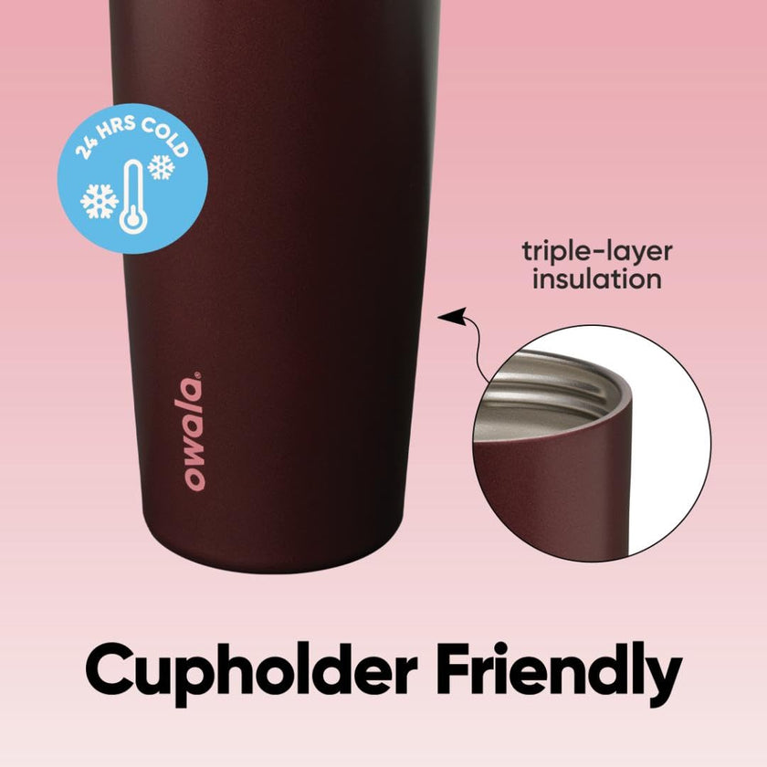 Owala FreeSip Sway Insulated Stainless Steel Water Bottle with Two-Way Spout, Built-In Straw and Bucket Handle, Made for Travel, School, and Sports, 30oz, BPA Free, Leak Proof, Black Cherry 🍁 All In One Marketplace Canada