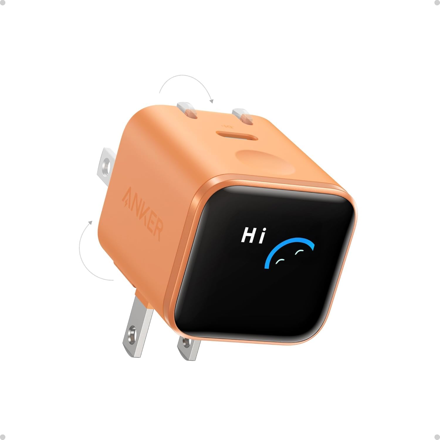 Anker Smart Display Charger,Anker Nano 45W Fast Charging USB C Charger with Smart Recognition,Built-in Care Mode,Compact with 180° Foldable Plug,for iPhone 17/16/15 Series,MacBook,Apple Watch (Orange) 🍁 All In One Marketplace Canada