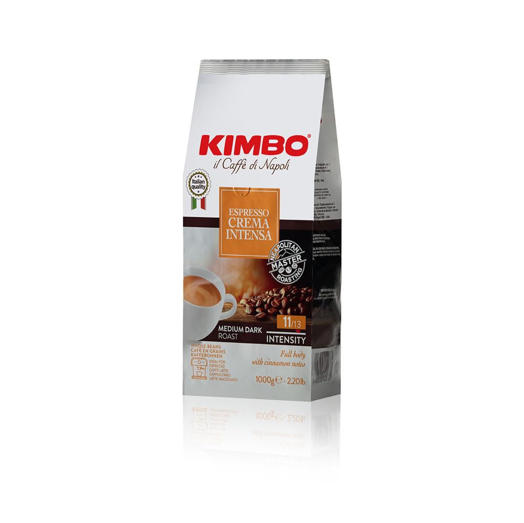 Kimbo Espresso Crema Intensa | Whole Bean Coffee | Medium Dark Roast, Intensity 11/13 | Roasted, Blended and Made in Italy | 1kg / 2.2lb Bag 🍁 All In One Marketplace Canada
