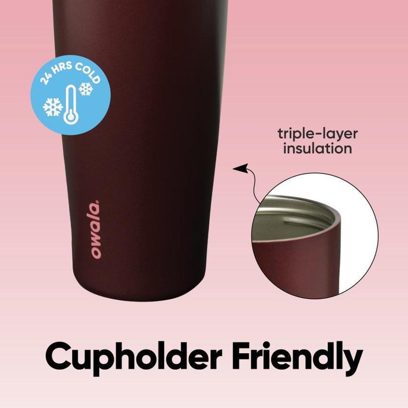 Owala FreeSip Sway Insulated Stainless Steel Water Bottle with Two-Way Spout, Built-In Straw and Bucket Handle, Made for Travel, School, and Sports, 40oz, BPA Free, Leak Proof, Black Cherry 🍁 All In One Marketplace Canada