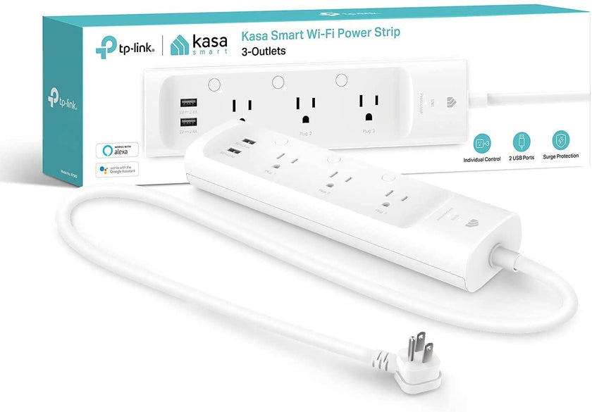 Kasa Smart Plug Power Strip by TP-Link (KP303) - Surge Protector with 3 Smart Outlets and 2 USB Ports, Works with Alexa Echo and Google Home, 2.4 Ghz Wifi Required, No Hub Required 🍁 All In One Marketplace Canada