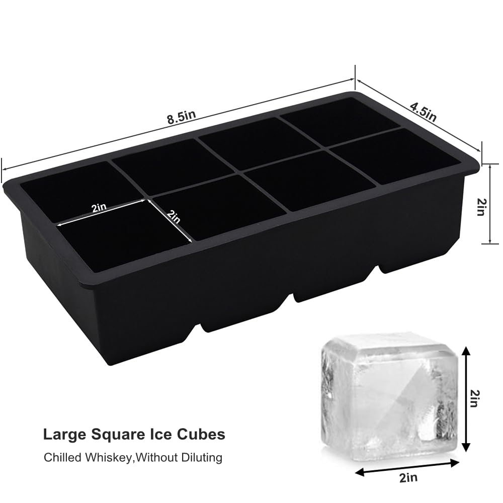 Bangp Large Ice Cube Tray for Whiskey,2 Pack Stackable Big Ice Cube Molds Make 16 Big Whiskey Ice Cubes,Easy Release Square Ice Cube Maker for Cocktails,Whiskey,Soups and Frozen Treats 🍁 All In One Marketplace Canada