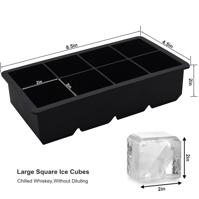 Bangp Large Ice Cube Tray for Whiskey,2 Pack Stackable Big Ice Cube Molds Make 16 Big Whiskey Ice Cubes,Easy Release Square Ice Cube Maker for Cocktails,Whiskey,Soups and Frozen Treats 🍁 All In One Marketplace Canada