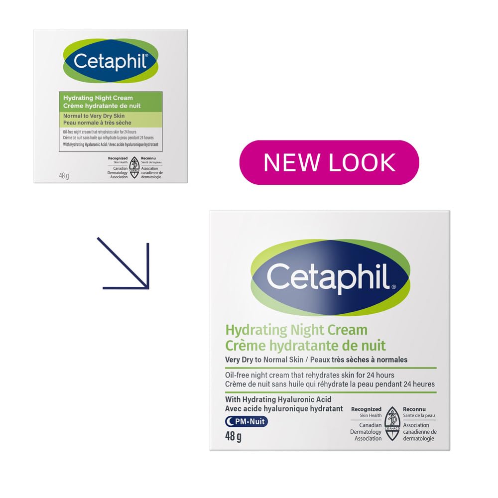 Cetaphil Hydrating Night Cream, Anti-Aging Face Moisturizer with Hyaluronic Acid & Olive Oil, Pro-Vitamin A, C & E, 24Hr Intense Hydration, Dermatologist Tested, 48g 🍁 All In One Marketplace Canada