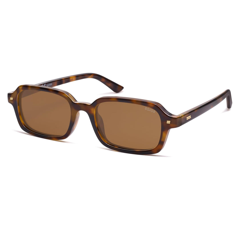 SOJOS Trendy Rectangle Polarized Sunglasses Womens Mens, Small Retro Fashion Thin Slim Square Sunnies SJ2610, Brown Tortoise/Brown 🍁 All In One Marketplace Canada