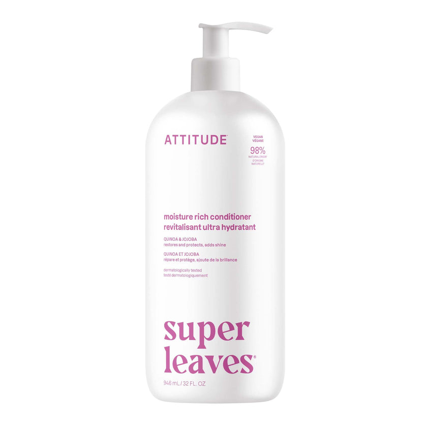 ATTITUDE Moisture Rich Hair Conditioner, Made in Canada, For Dry and Damaged Hair, Naturally Derived Ingredients, Vegan Detangler, Dermatologiocally Tested, Quinoa and Jojoba, 946 mL 🍁 All In One Marketplace Canada