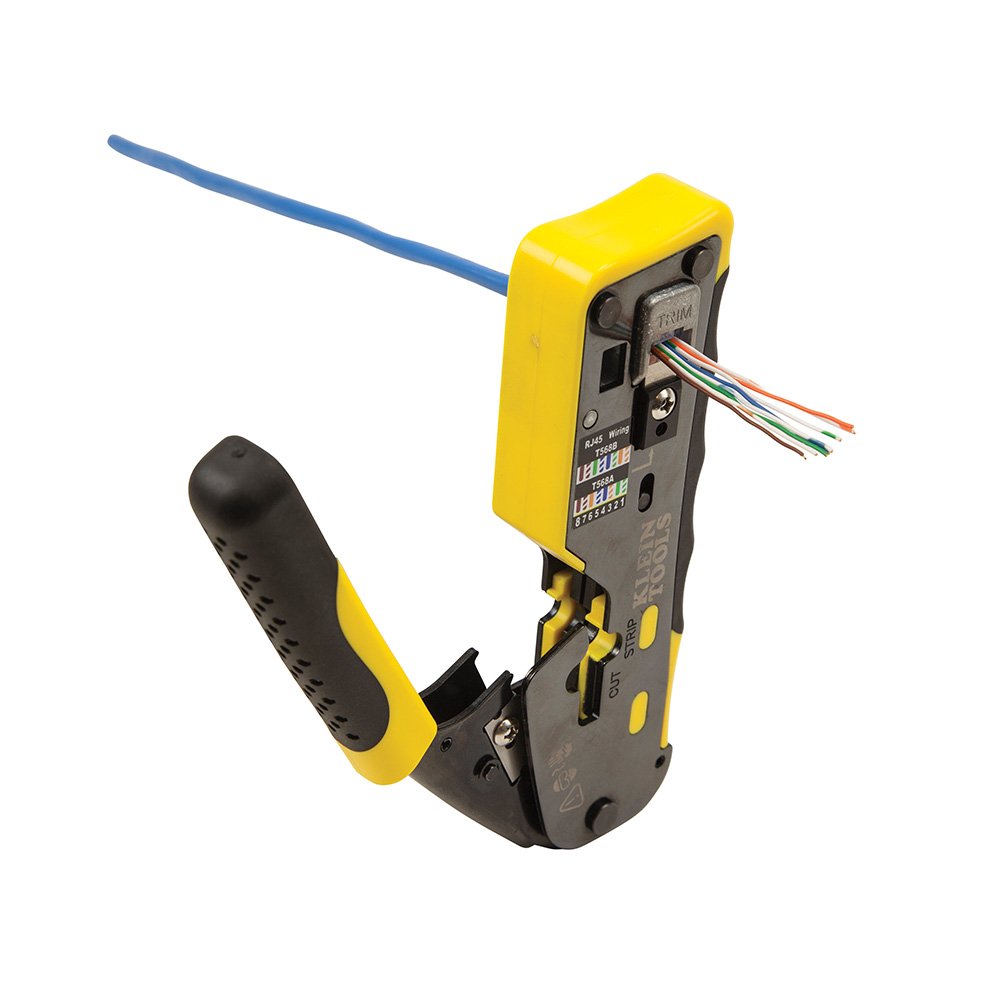 Klein Tools VDV226-110 Ratcheting Modular Data Cable Crimper/Wire Stripper/Wire Cutter for RJ11/RJ12 Standard, RJ45 Pass-Thru Connectors 🍁 All In One Marketplace Canada