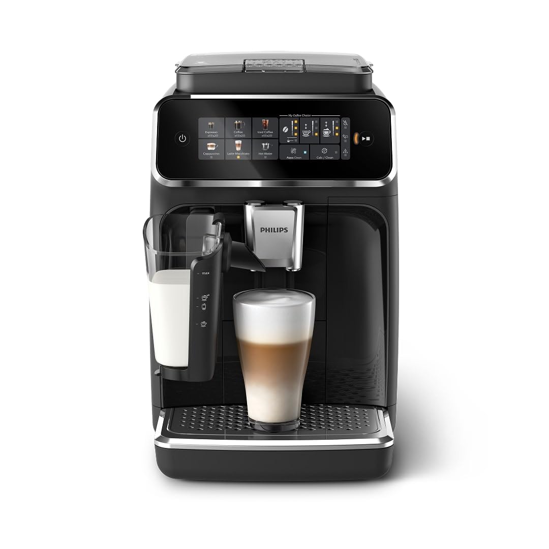 PHILIPS 3300 Series Fully Automatic Espresso Machine with LatteGo Milk System and integrated grinder, 6 Hot & Iced Coffee Pre-Sets, 40% Quieter SilentBrew, 15-Bar Pressure, Glossy Black (EP3341/50) 🍁 All In One Marketplace Canada
