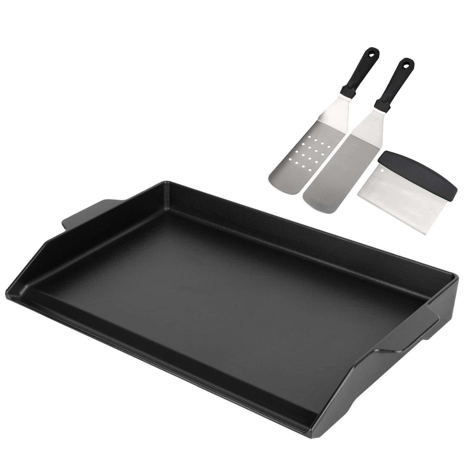BBQ Future Universal Cast Iron Griddle for Gas Grill with Spatula Set, 23