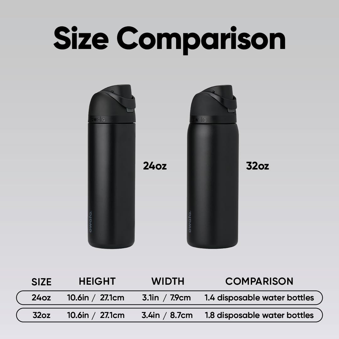 Owala FreeSip Insulated Stainless Steel Water Bottle with Straw, BPA-Free Sports Water Bottle, Great for Travel, 32 Oz, Very, Very Dark 🍁 All In One Marketplace Canada