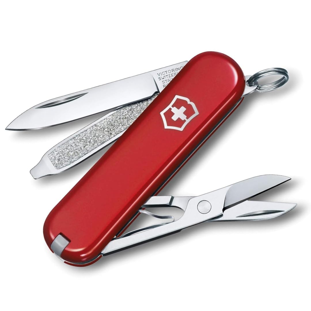 Victorinox Classic SD Swiss Army Knife, Compact, 7 Functions, Swiss Made Pocket Knife with Small Blade, Screwdriver and Key Ring - Style Icon (Red) 🍁 All In One Marketplace Canada