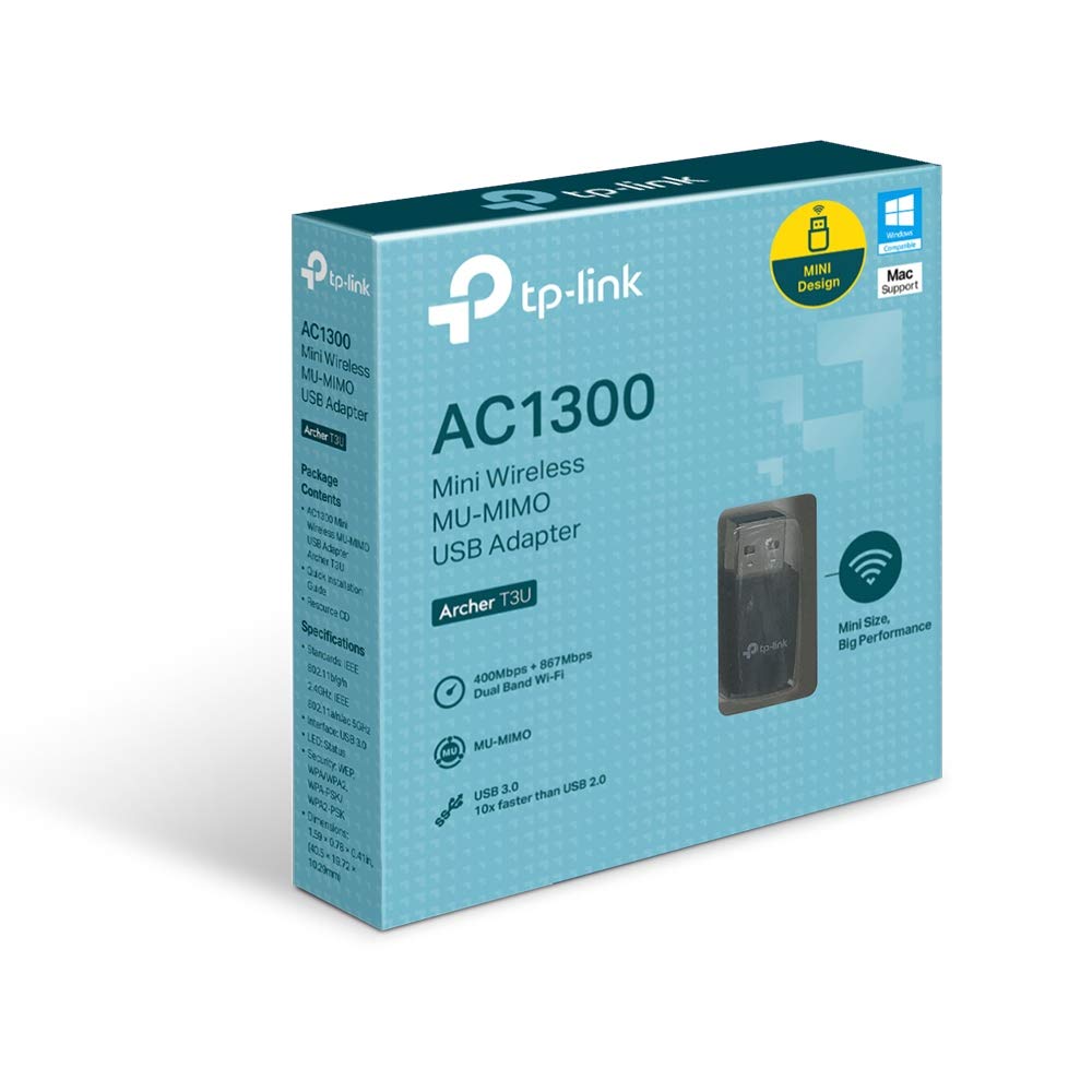 TP-Link AC1300 USB WiFi Adapter(Archer T3U)- 2.4G/5G Dual Band Wireless Network Adapter for PC Desktop, MU-MIMO WiFi Dongle, USB 3.0, Supports Windows 11, 10, 8.1, 8, 7, XP/Mac OS X 10.9-10.14 🍁 All In One Marketplace Canada