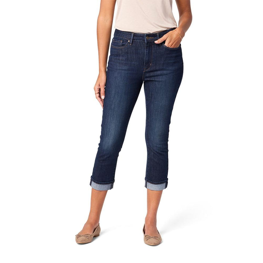 Levi Strauss Signature Gold Women's Mid-Rise Slim Fit Capris (Available in Plus Size), (New) Dark Orbit, 12 🍁 All In One Marketplace Canada