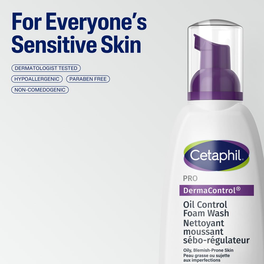 Cetaphil PRO DermaControl Oil Control Foam Wash with Zinc Complex, Facial Cleanser for Oily Acne-Prone Sensitive Skin, Matte Finish, Dermatologist Recommended, 236ml 🍁 All In One Marketplace Canada