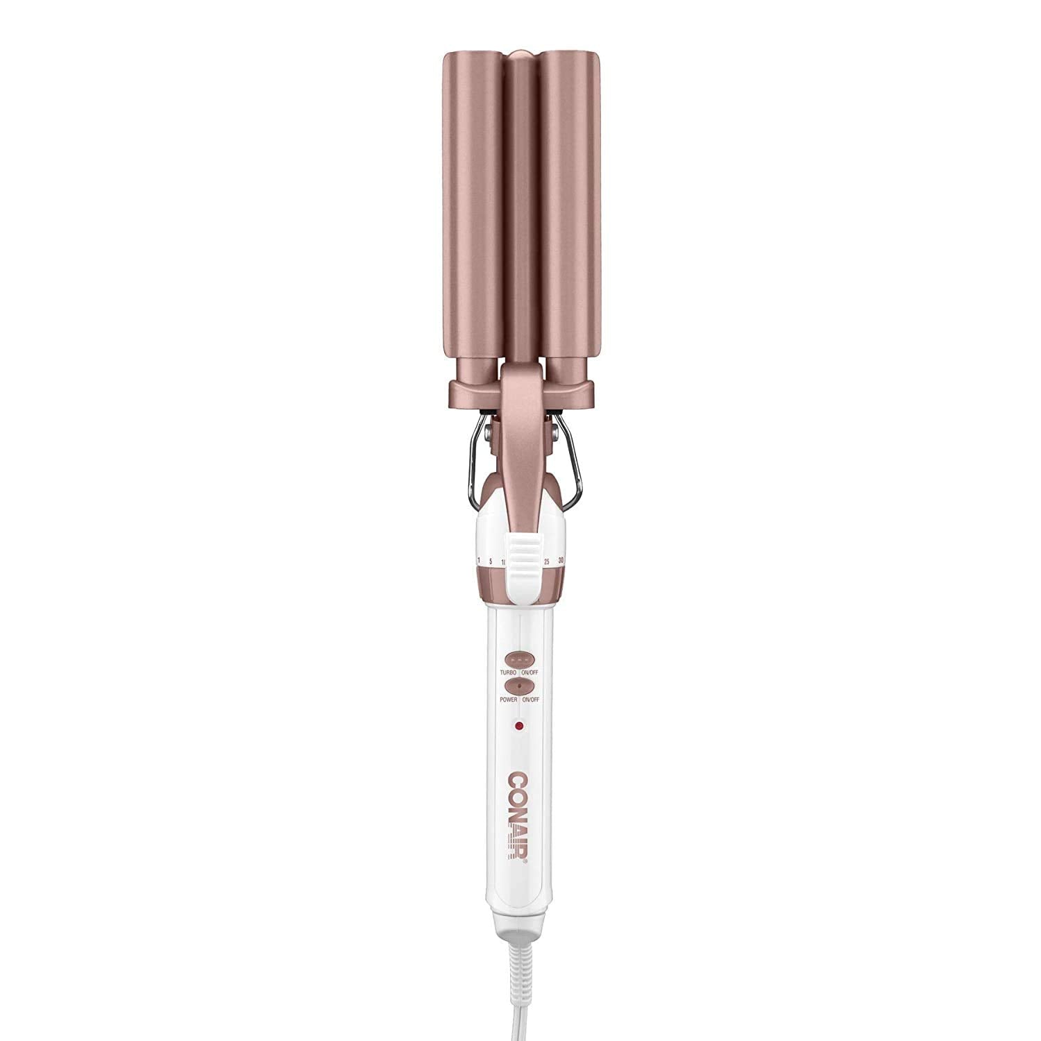 Conair CD704C Double Ceramic Triple Barrel Curl Styling Waver, Deep waves, Long lasting nautral tight waves for all hair lengths, Turbo Heat® – up to 68°F (20C) burst of heat, White/ Rose Gold 🍁 All In One Marketplace Canada