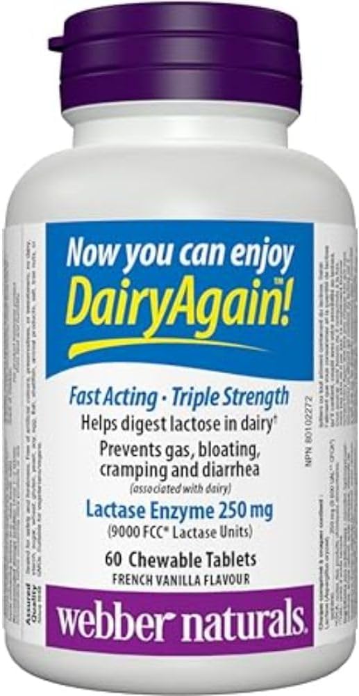 Webber Naturals Dairy Again Lactase Enzyme Chews, 60 Chewable Tablets 🍁 All In One Marketplace Canada