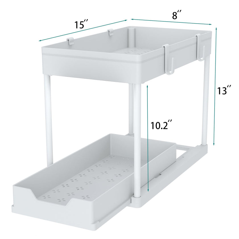 DEKAVA Under Sink Organizer 2 Pack, Bathroom Organizes, 2 Tier Sliding Cabinet Basket Organizer Drawer, Multi-Purpose Bath Collection Baskets for Bathroom (White) 🍁 All In One Marketplace Canada
