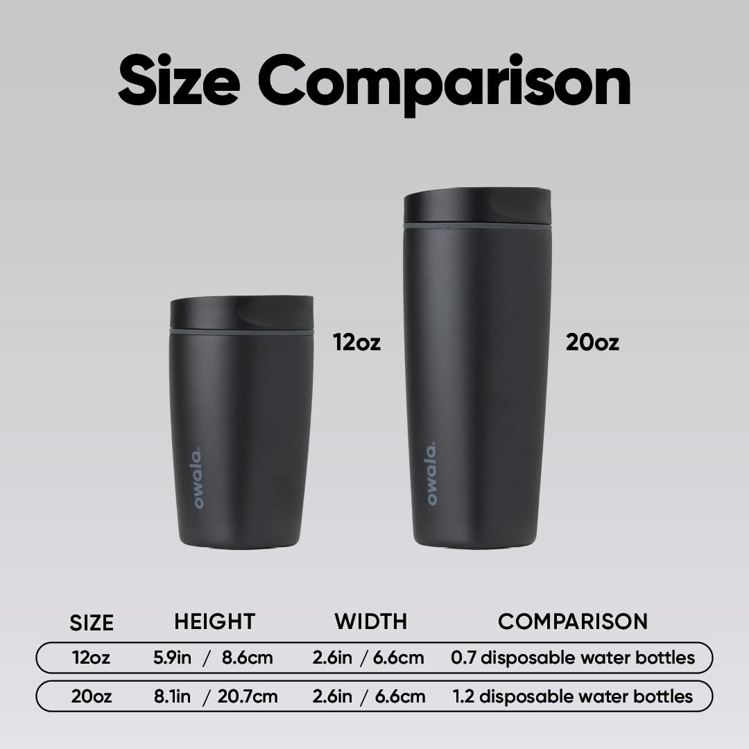 Owala SmoothSip Slider Insulated Stainless Steel Coffee Tumbler, Reusable Iced Coffee Cup, Hot Coffee Travel Mug, BPA Free 20 oz, Lakeside 🍁 All In One Marketplace Canada