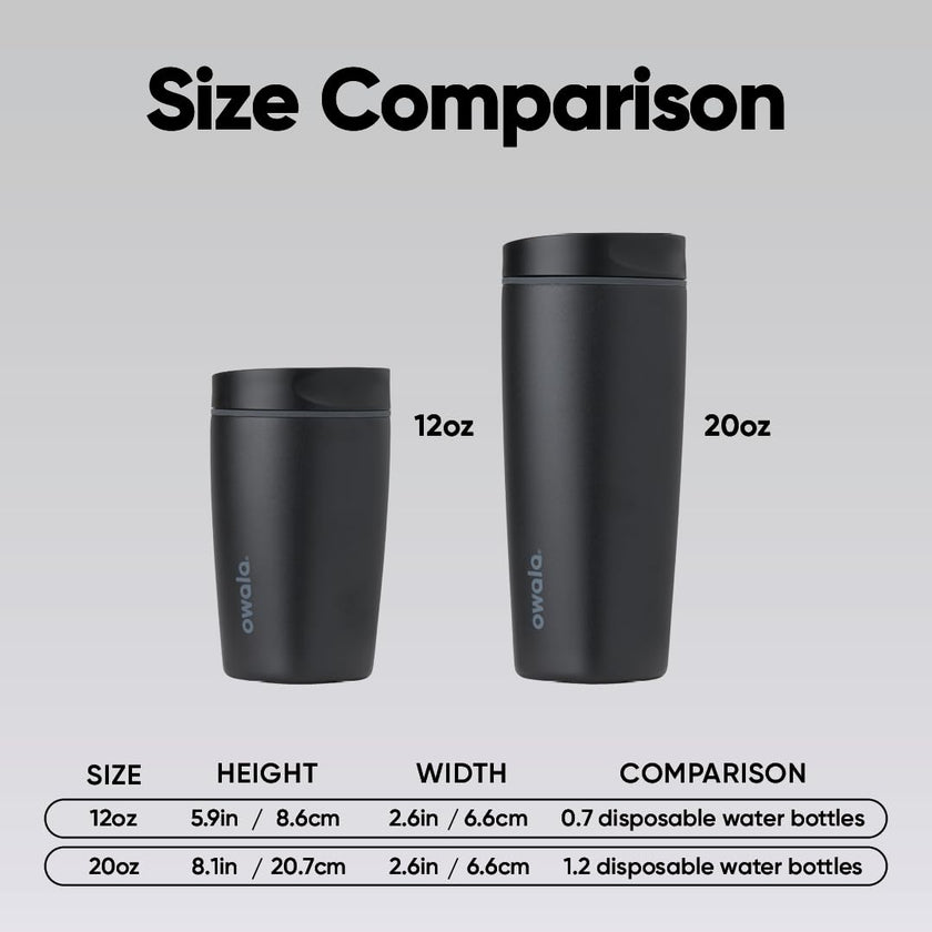 Owala SmoothSip Slider Insulated Stainless Steel Coffee Tumbler, Reusable Iced Coffee Cup, Hot Coffee Travel Mug, BPA Free 20 oz, Lakeside 🍁 All In One Marketplace Canada