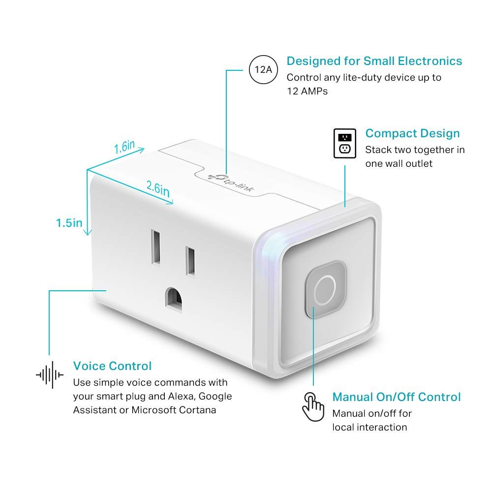 Kasa Smart Plug Mini by TP-Link (HS103P4) - Smart Home WiFi Outlet Works with Alexa, Echo and Google Home, No Hub Required, Remote Control, 2.4GHz WiFi Required, 15 Amp, UL Certified, 4-Pack, White 🍁 All In One Marketplace Canada
