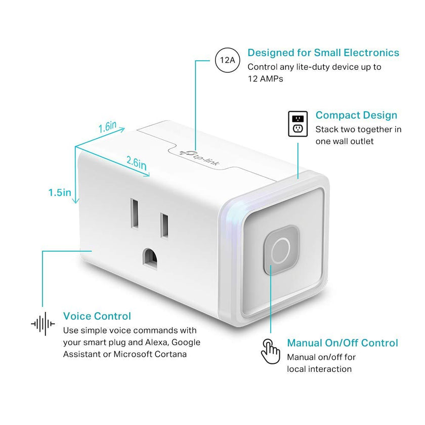 Kasa Smart Plug Mini by TP-Link (HS103P4) - Smart Home WiFi Outlet Works with Alexa, Echo and Google Home, No Hub Required, Remote Control, 2.4GHz WiFi Required, 15 Amp, UL Certified, 4-Pack, White 🍁 All In One Marketplace Canada