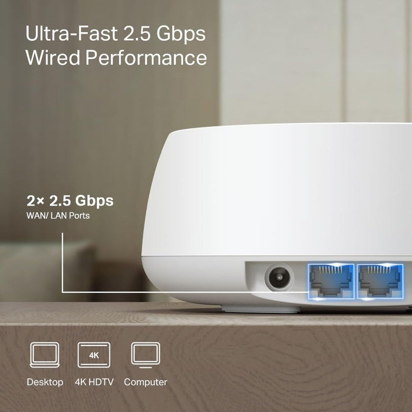 TP-Link Deco 7 BE25 Dual-Band BE5000 WiFi 7 Mesh Wi-Fi System - 4-Stream 5 Gbps, 240 Mhz | Covers up to 6,600 Sq.Ft | 2X 2.5G Ports Wired Backhaul | VPN,MLO, AI-Roaming, HomeShield (3-Pack) 🍁 All In One Marketplace Canada