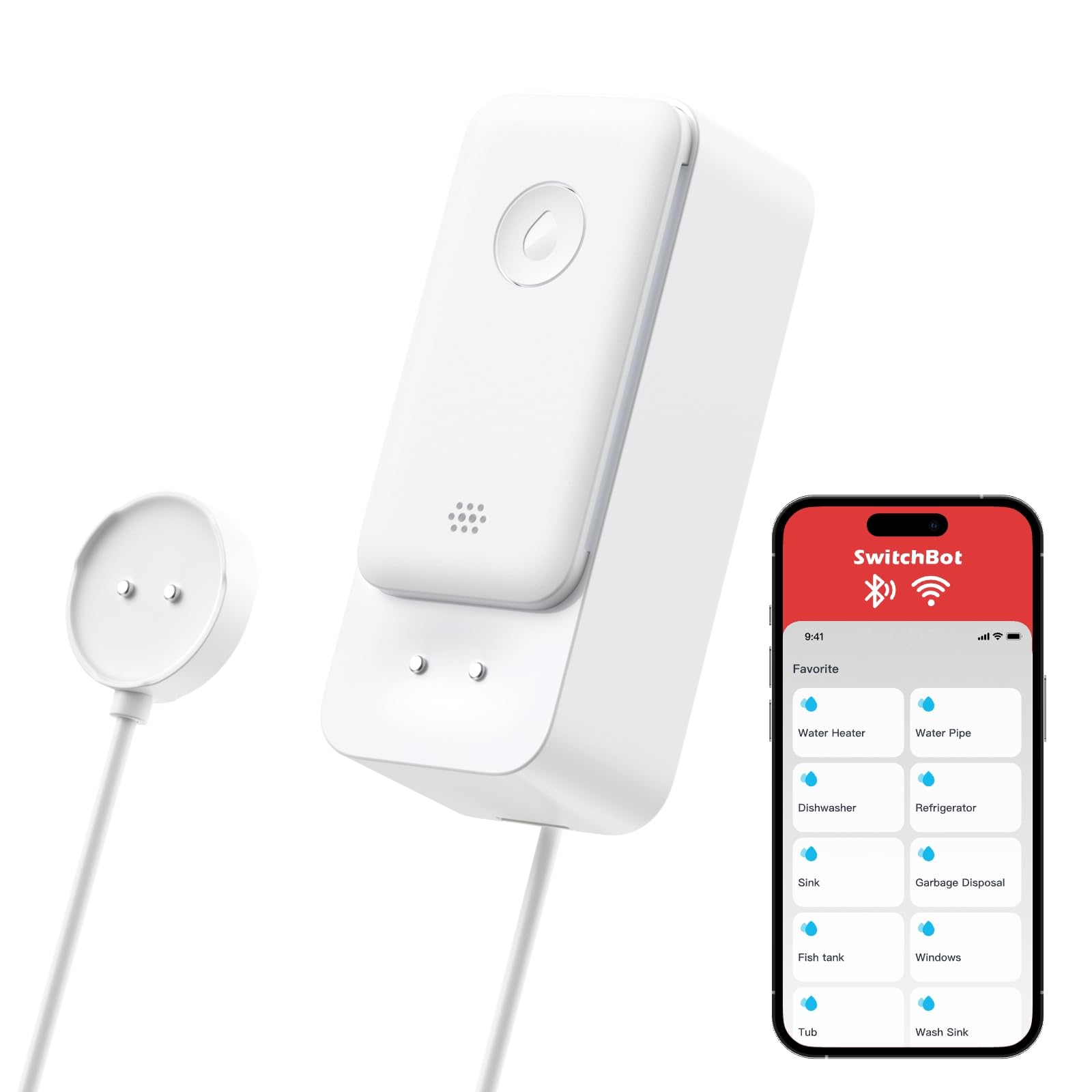 No Hub Required WiFi Water Sensor, Smart Water Leak Detector, 100dB Adjustable Alerts & App Alerts, IP67 Waterproof, Wireless Detector for Home with 1m Sensing Cable (Support 2.4G) 🍁 All In One Marketplace Canada